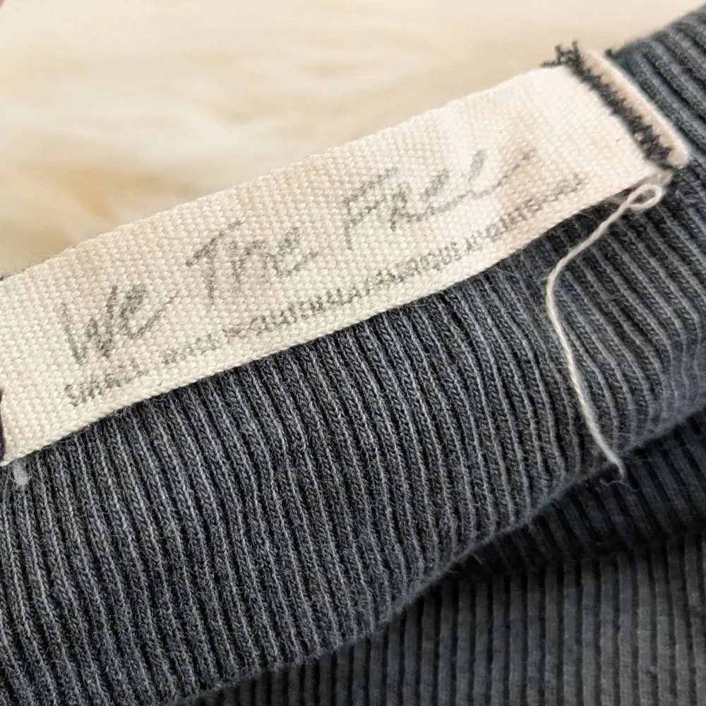 We The Free Hibiscus Foldover Long-Sleeve Top S Small grey ribbed
